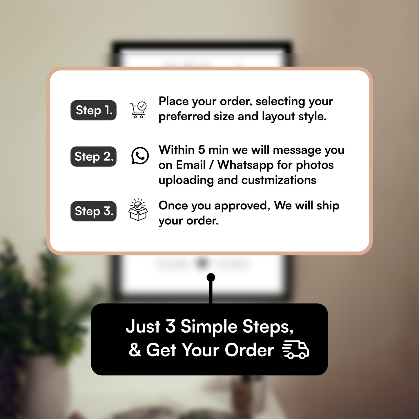 framiqa artisan series photo submitting steps for customers for ordering Personalized photo frame for best friends