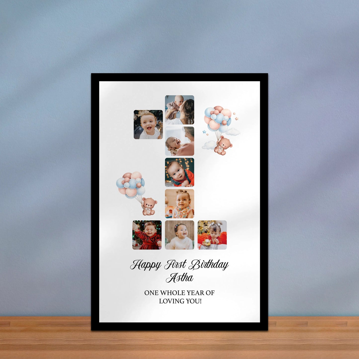 baby first year Framed collage of photos with text. custom personalized photo frame online india Framiqa