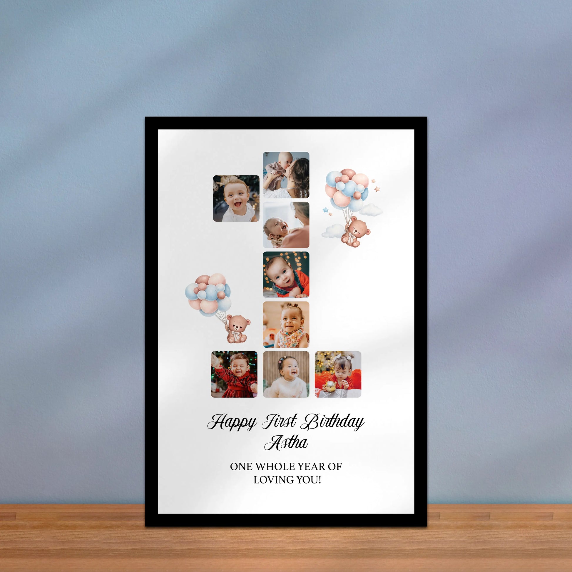 baby first year Framed collage of photos with text. custom personalized photo frame online india Framiqa