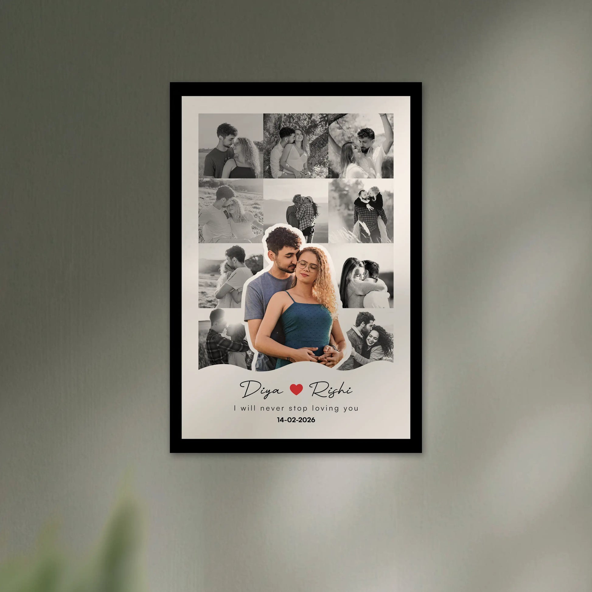 unique customized Valentine's day gift for boyfriend for girlfriend. Framed collage of a couple with romantic text. photo frame for birthday, Anniversary