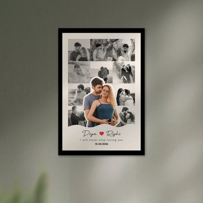 unique customized Valentine's day gift for boyfriend for girlfriend. Framed collage of a couple with romantic text. photo frame for birthday, Anniversary