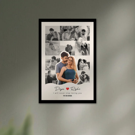 unique customized Valentine's day gift for boyfriend for girlfriend. Framed collage of a couple with romantic text. photo frame for birthday, Anniversary