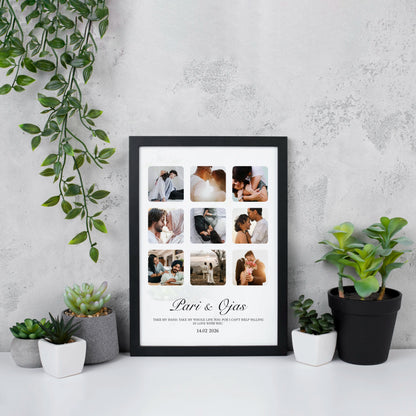 Personalized Best Valentine's Gift for Couple - Custom Name Wall Art Framed (color)